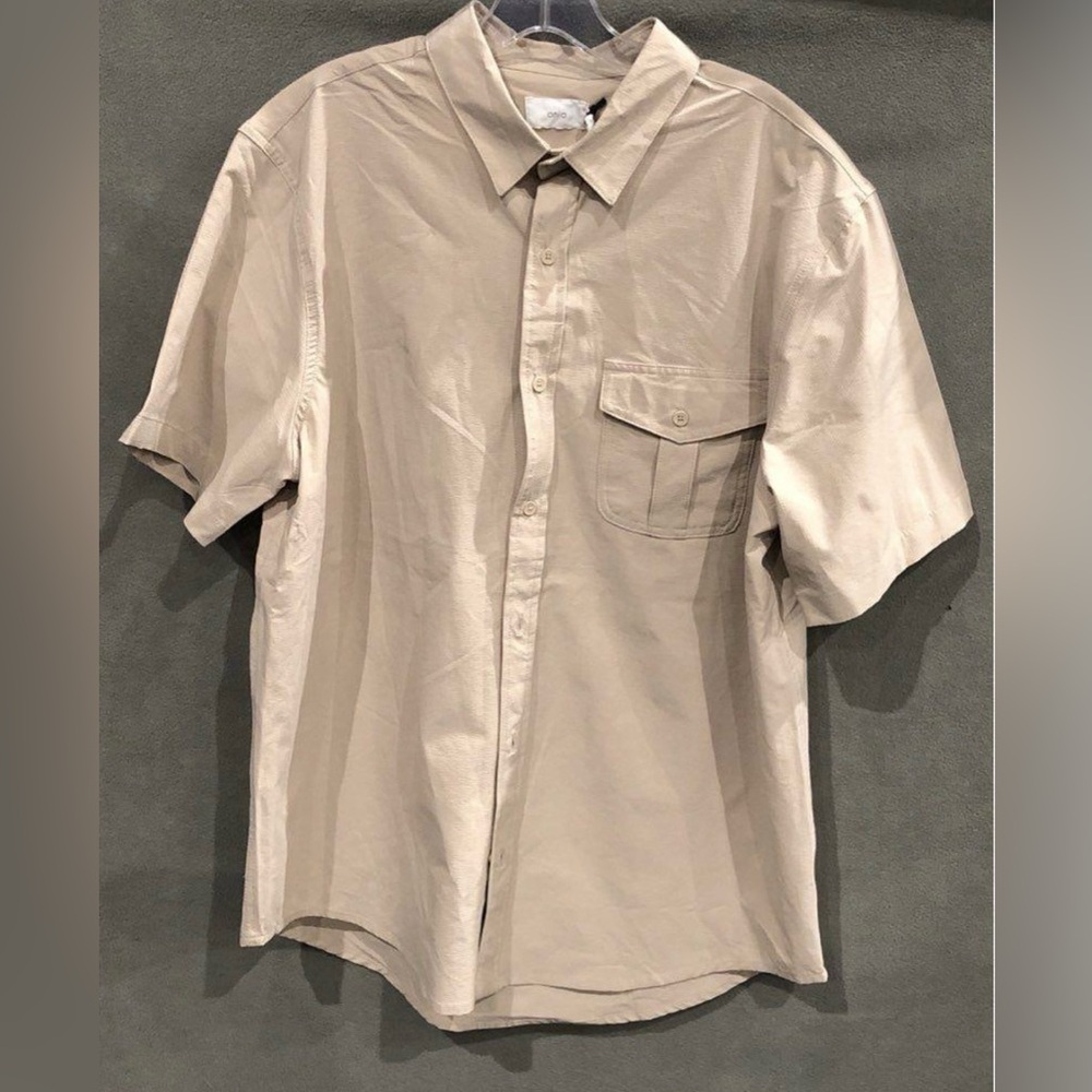 ONIA all terrain rip stop button up short sleeve shirt Khaki